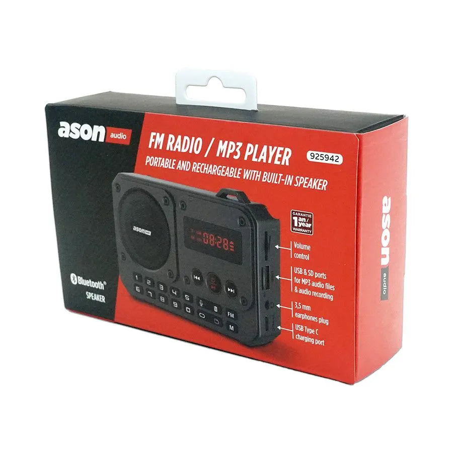 Radio portative multifonction - FM/MP3/Bluetooth/3.5 mm - Noir