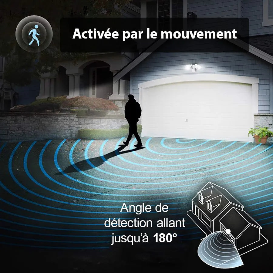Lumière de sécurité extérieure à détecteur de mouvement - 120V - Blanc