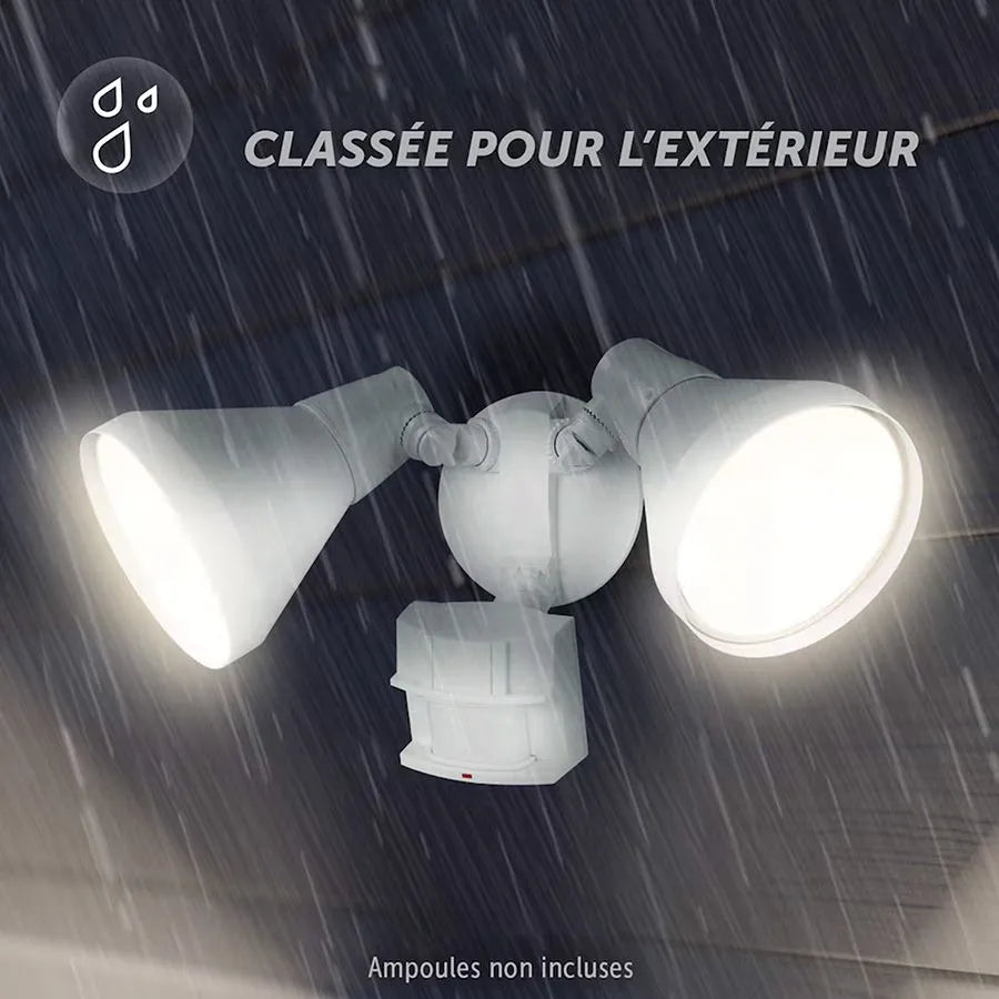 Lumière de sécurité extérieure à détecteur de mouvement - 120V - Blanc