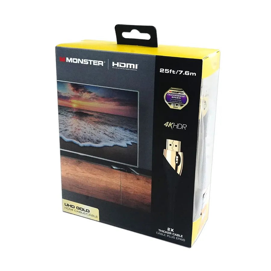 Câble HDMI 4K mâle à mâle MONSTER UHD Gold - 21.0 Gb/s - 7,6 m