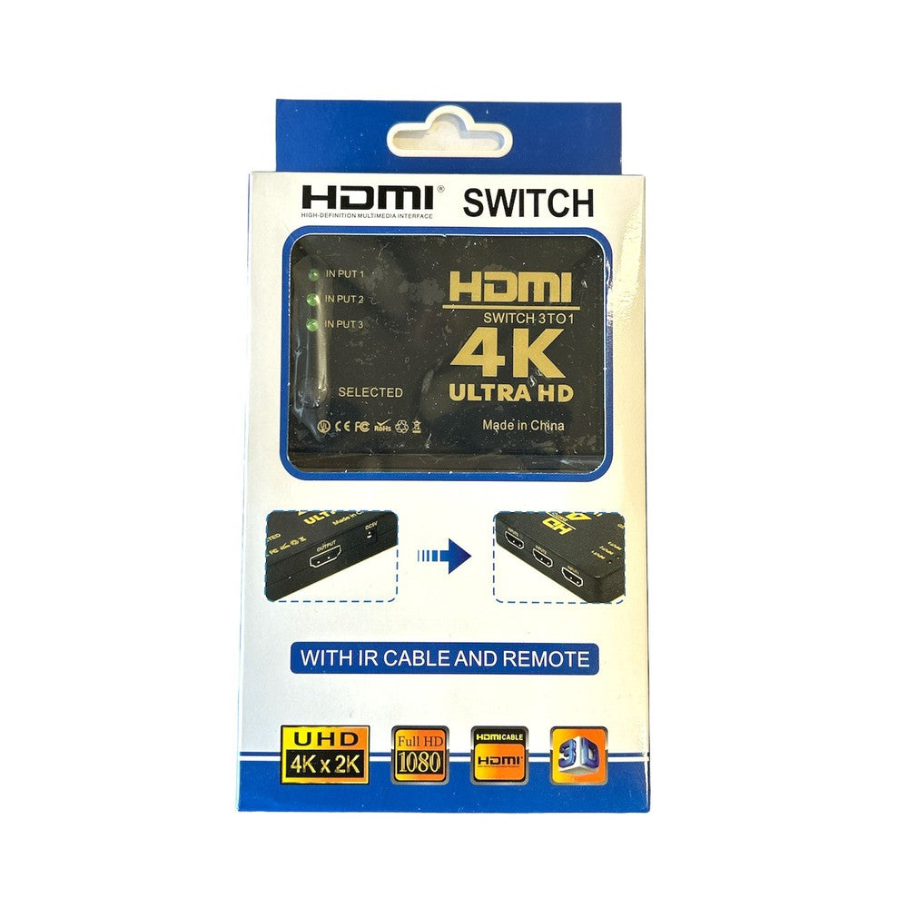 Commutateur HDMI 4K en aluminium 3 en 1 avec télécommande