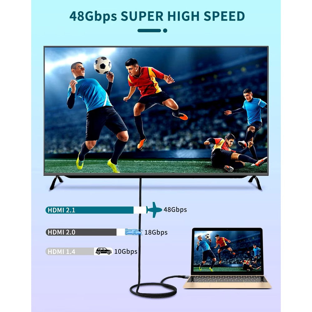 Câble HDMI 2.1 en nylon tressé 8K Ultra HD 48Gbps HDR 3D