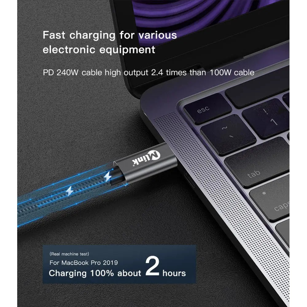 Câble USB-C PD240W 20 Gbit/s en nylon tressé à transfert rapide