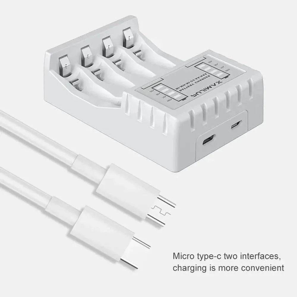 Chargeur USB Intelligent 4 Baies pour Piles AA & AAA Ni-mh/Ni-cd