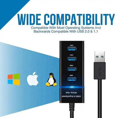 Concentrateur USB 3.0 4 en noir