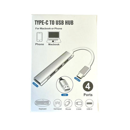 Concentrateur USB-C 3.0 4 en 1 en Aluminium