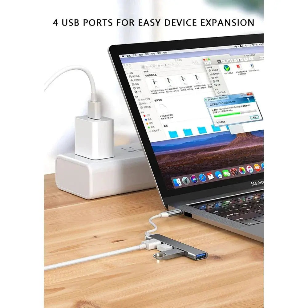 Concentrateur USB-C 3.0 4 en 1 en Aluminium