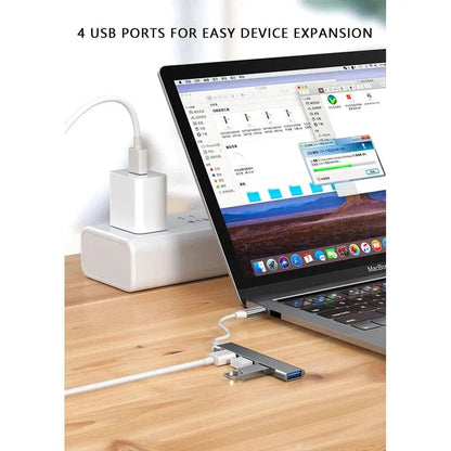Concentrateur USB-C 3.0 4 en 1 en Aluminium
