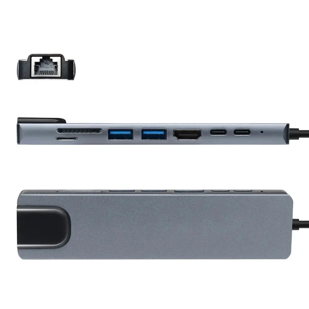 Concentrateur USB-C 3.0 8 en 1 en Aluminium