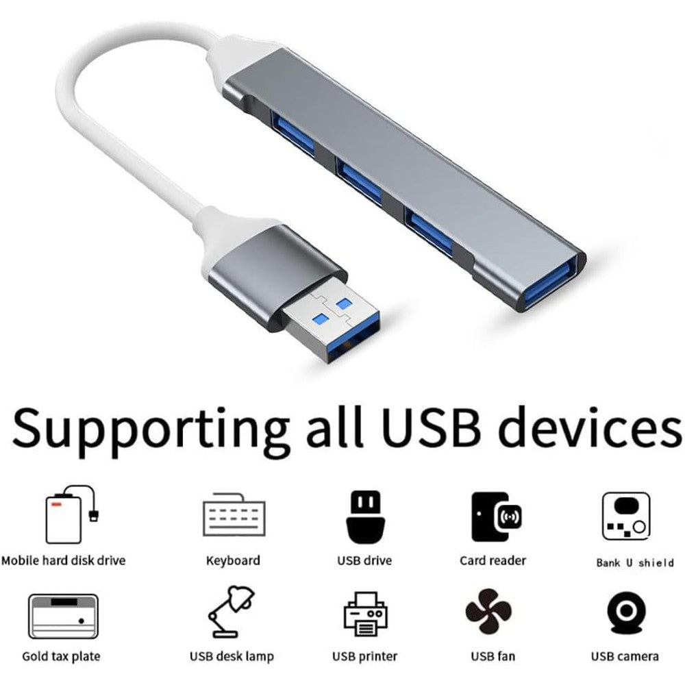 Concentrateur USB-A 3.0 4 en 1 en aluminium