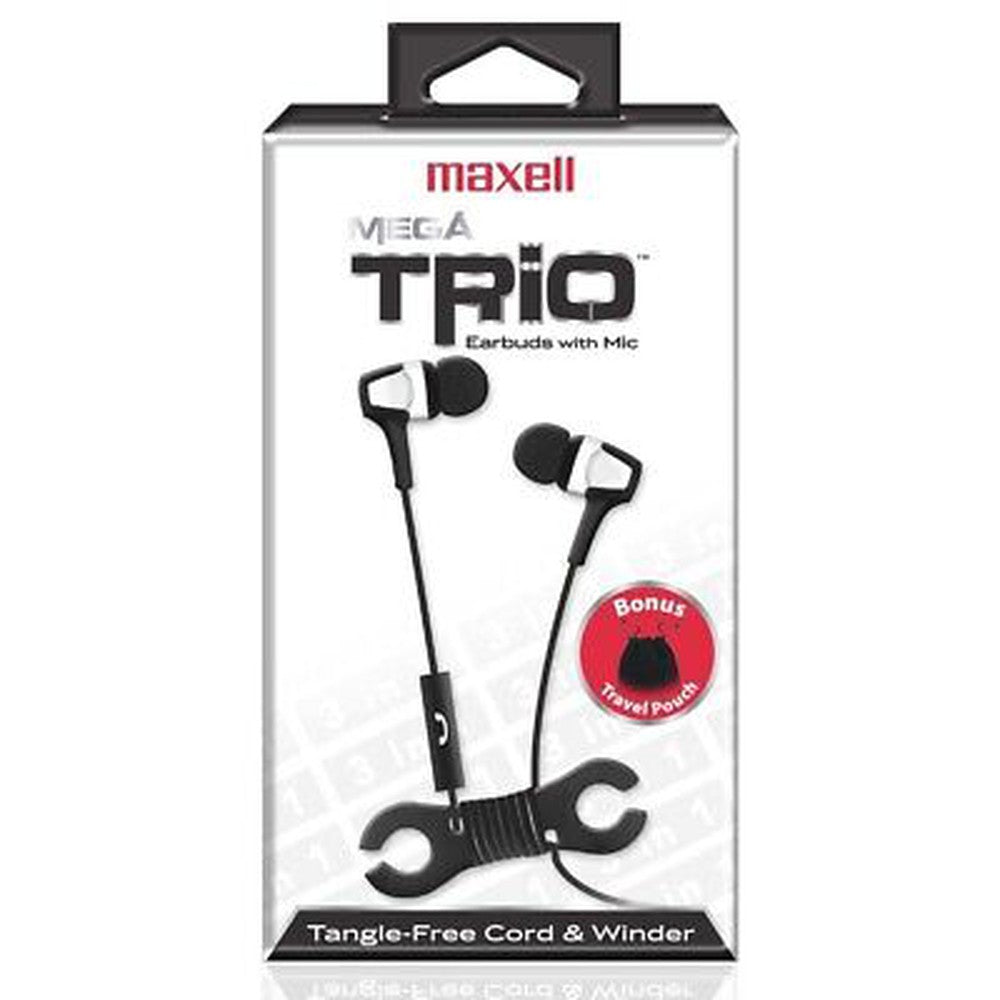 Écouteurs Maxell Trio avec micro et pochette en prime