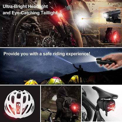 Ensemble lumière vélo LED en métal rechargeable et étanche