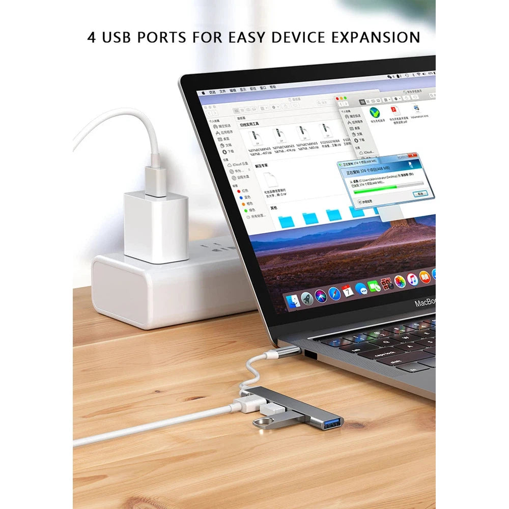 Concentrateur USB-C 3.0 4 en 1 en aluminium