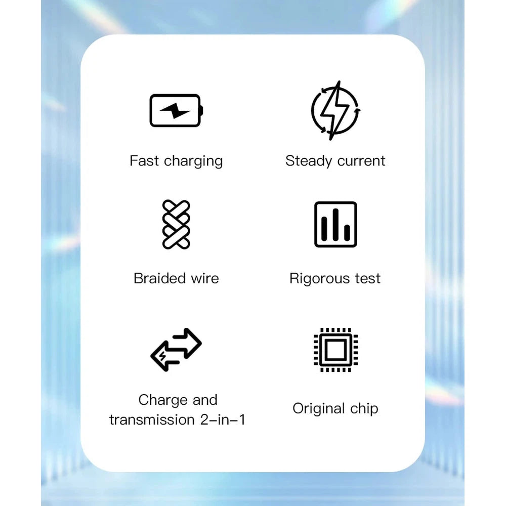 Câble tressé USB à Lightning PD20W 5V/2.4A à charge rapide de qualité supérieur