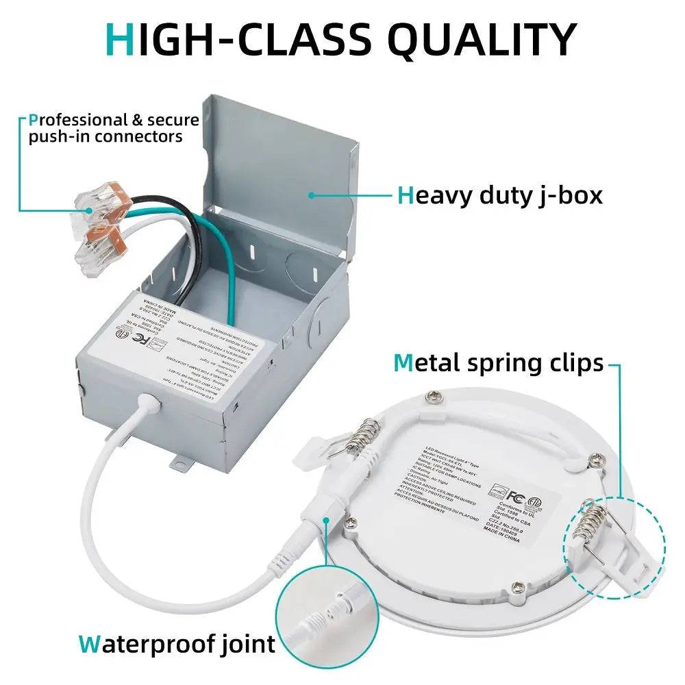 Luminaire encastré LED mince blanc 4'' 9W avec sélecteur de température