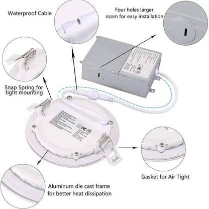 Luminaire encastré LED mince blanc 4'' 9W avec sélecteur de température
