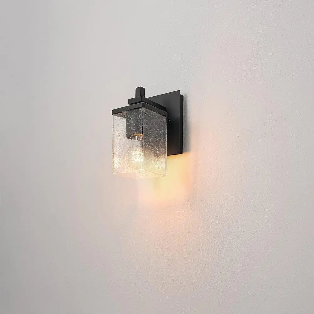 Luminaire murale Dakota - Noir mat, verre grainé