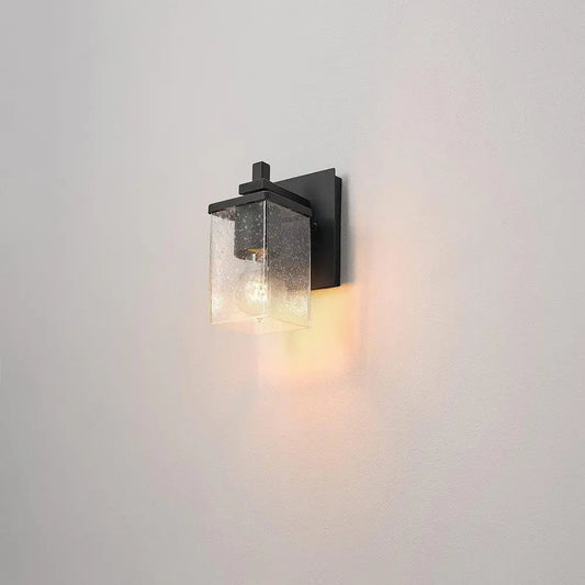 Luminaire murale Dakota - Noir mat, verre grainé