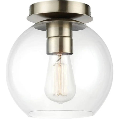 Plafonnier élégance dorée en laiton avec abat-jour en verre transparent