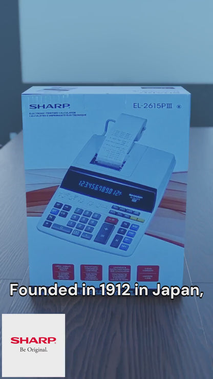 SHARP EL2615PIII FLUORESCENT 12-DIGIT 2-COLOR PRINTING CALCULATOR