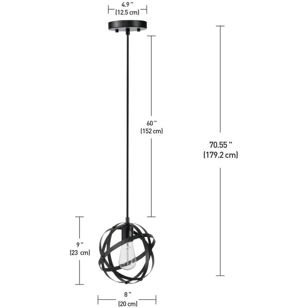 Suspension industrielle vintage en bronze foncé avec cordon en tissu noir