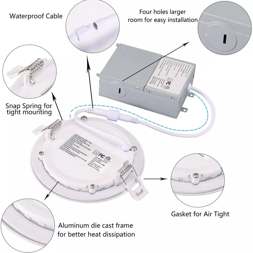 Luminaire encastré blanc 4'' 9W avec CCT ajustable